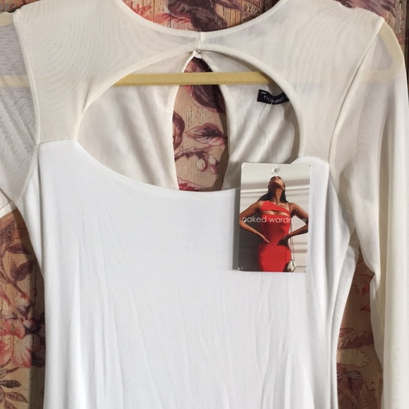 NWT NAKED WARDROBE STRETCH WHITE BODYCON MIDI DRESS M - Picture 6 of 15